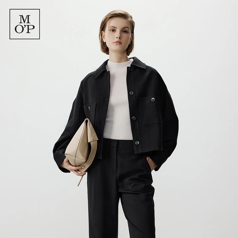 Marc O'Polo/MOP【商场同款】秋冬减龄休闲羊毛混纺夹克短外套女款