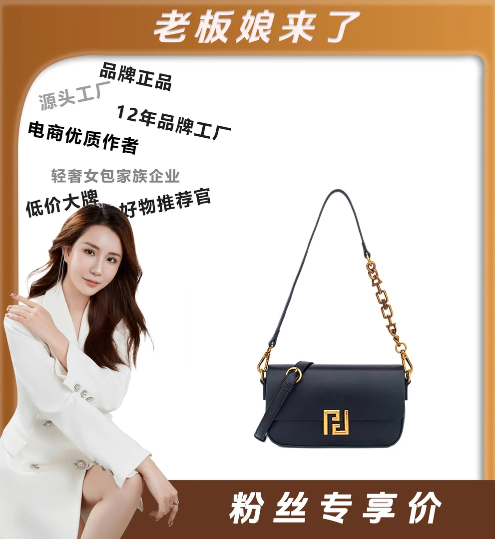 时尚轻奢女士小众复古腋下包斜挎包 DFN207-黑色【配CD礼盒】 YY