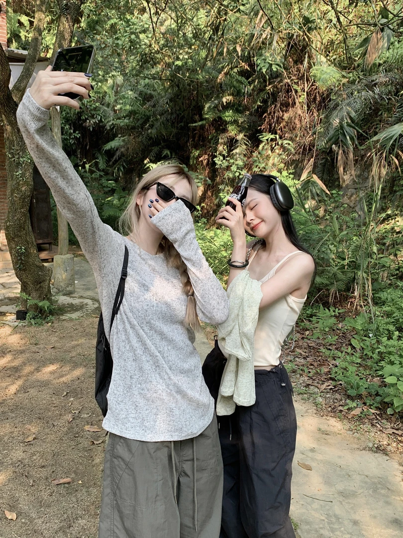 灰色长袖针织防晒衫女装罩衫T恤夏季显瘦薄款空调衫休闲chic上衣