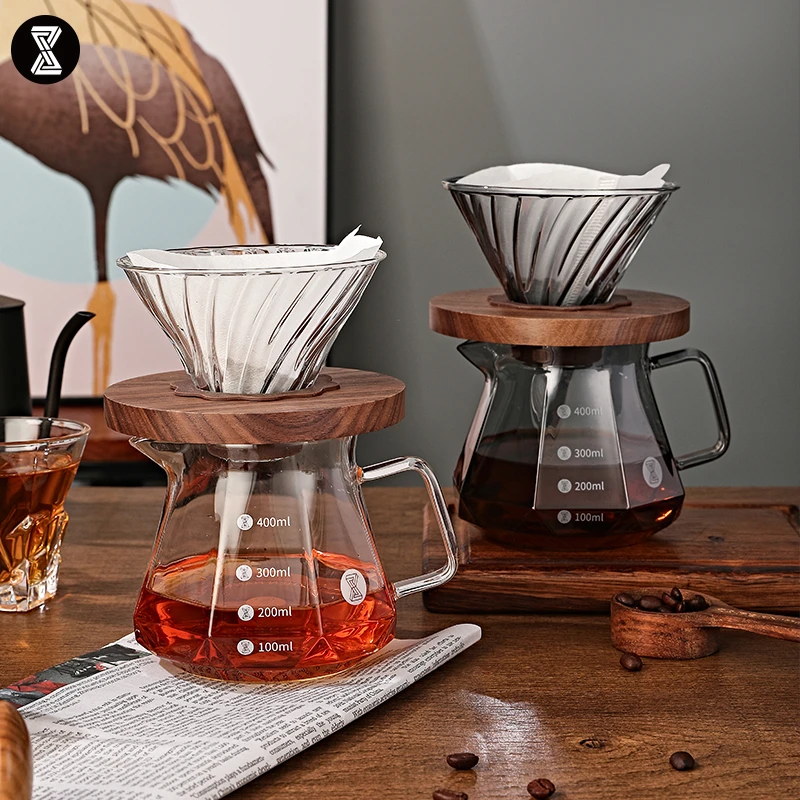 臻航咖啡手冲壶咖啡滤杯耐热玻璃分享壶套装冷萃杯美式滴漏壶过滤