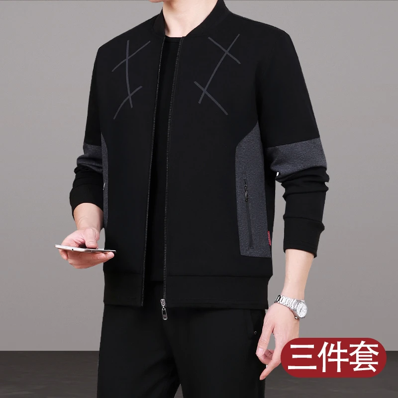 中老年男士休闲运动服套装男春秋季2025新款宽松大码中年人爸爸装