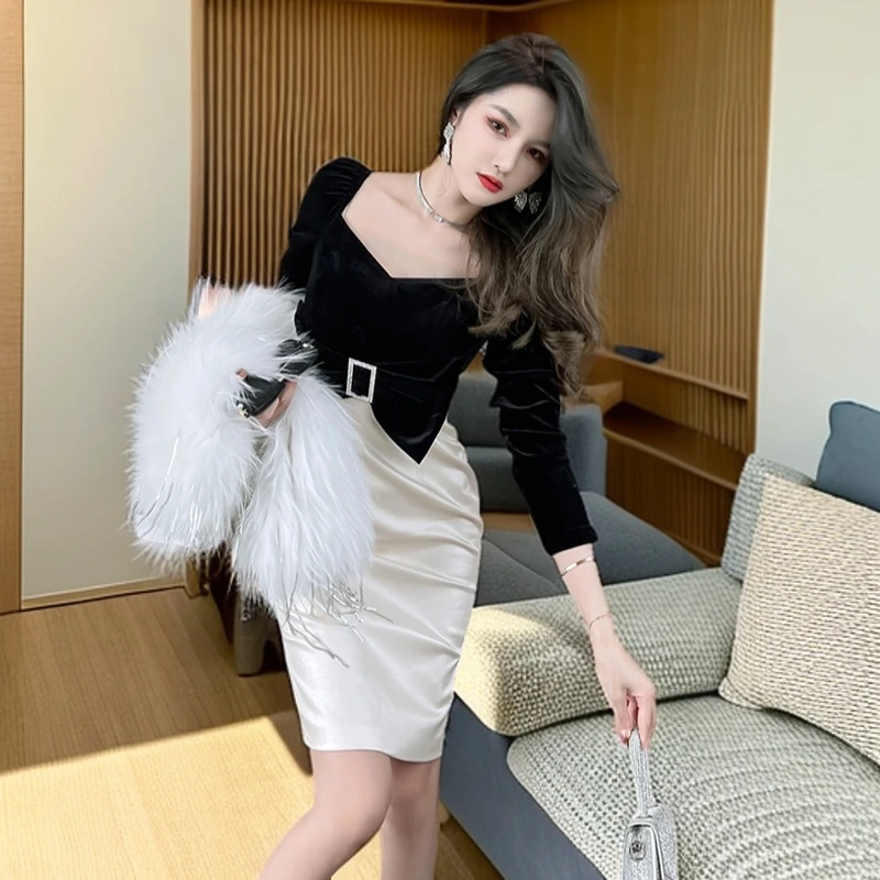 2025秋季新款女装小香风时尚名媛气质小礼服蝴蝶结晚礼服裙子9417