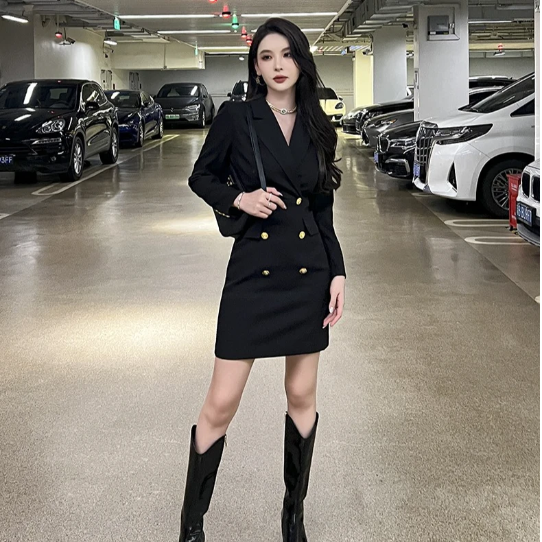 2024秋季新款女装女神范法式时尚通勤时尚气质西装连衣裙6004