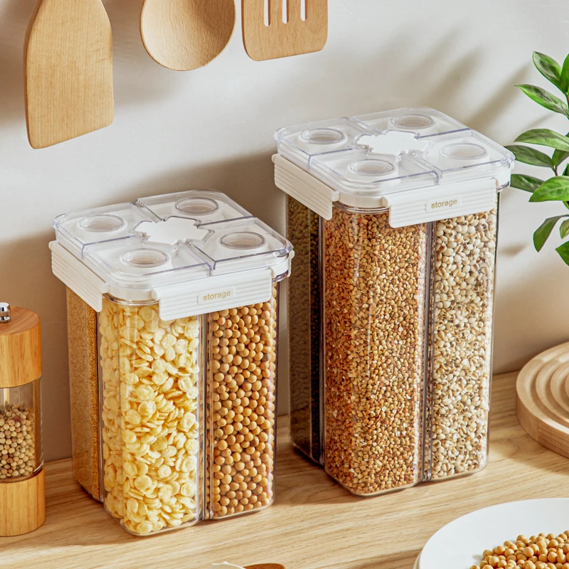 五谷杂粮收纳罐分格密封收纳盒透明食品储物盒厨房防潮密封罐S