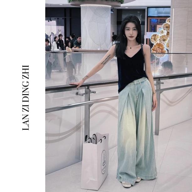 「真丝丝裤」冰冰凉软垂有型捏褶立体设计显瘦百搭款真丝阔腿裤