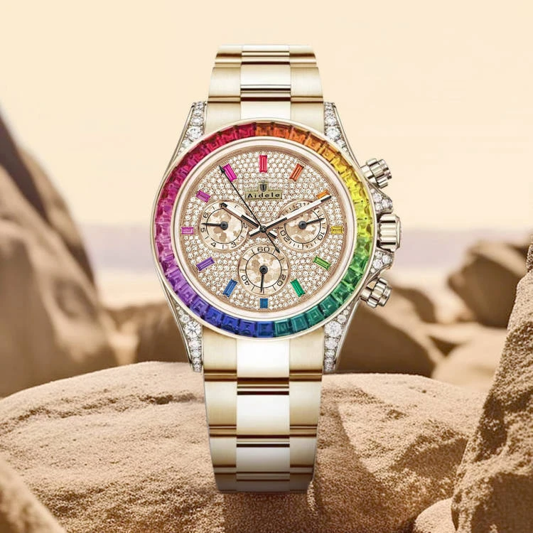 A-男士时尚金色经典多功能男士轻奢全自动机械手表A6066