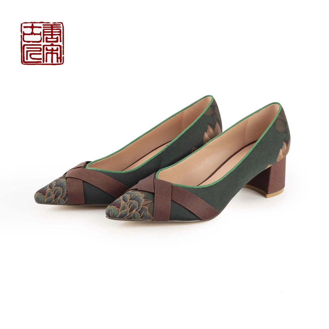 【荷塘月色】新中式国风优雅舒适粗跟鞋