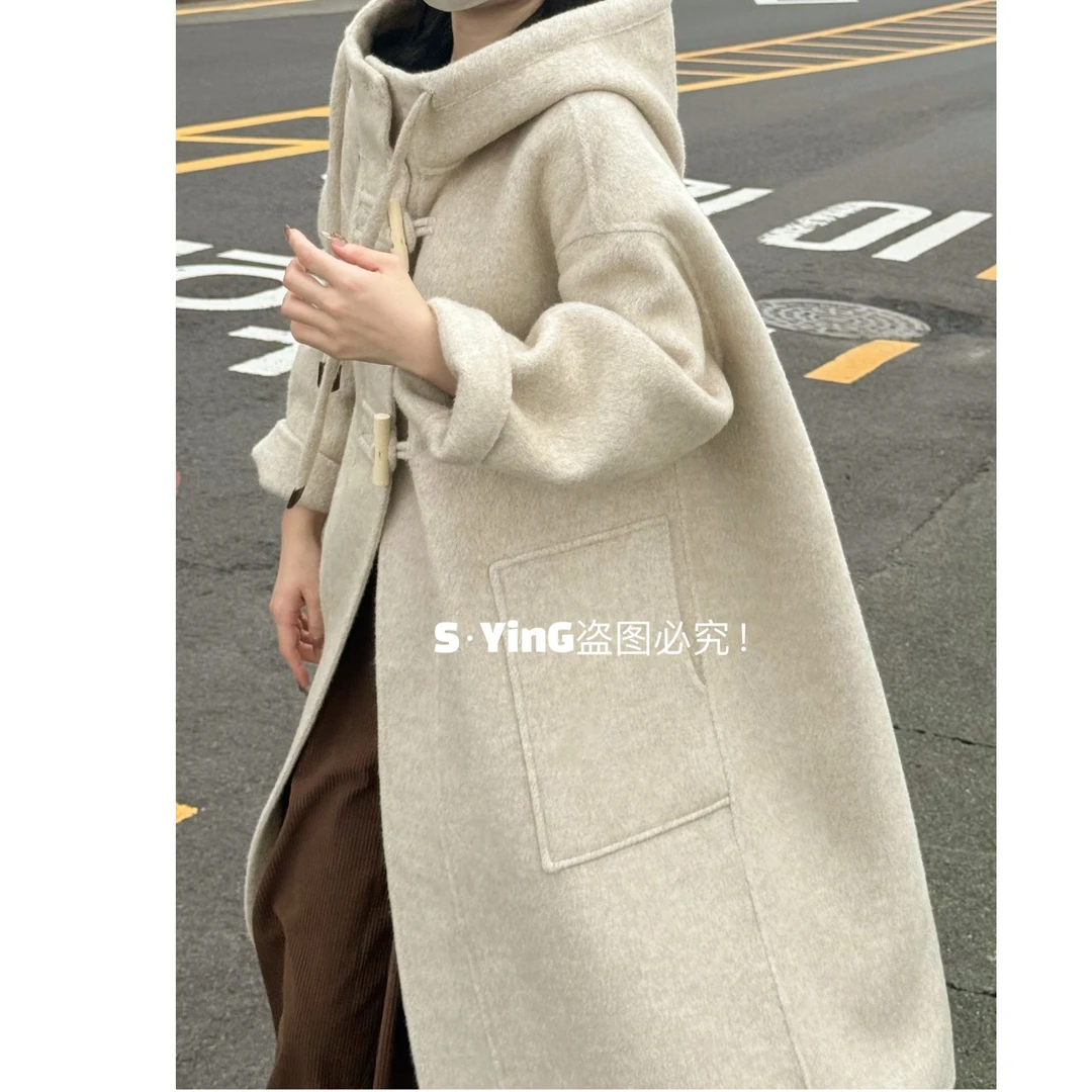 高级秋冬东大门韩系美学轻职风澳洲进口双面羊毛大衣