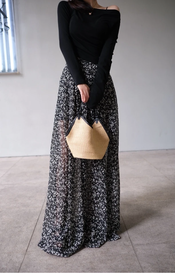 复古高腰气质法式碎花阔腿裤