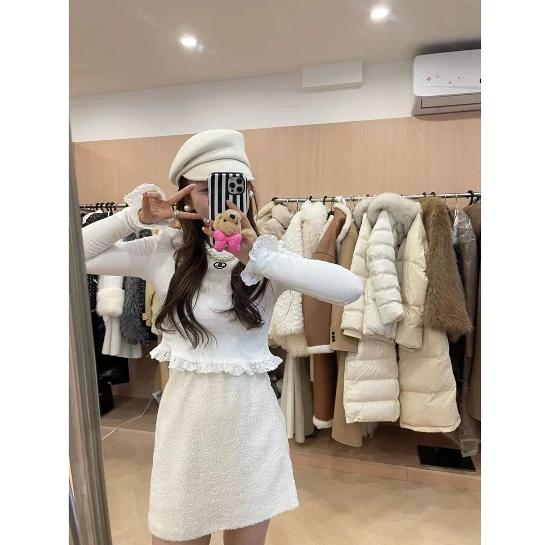 XXMADE 2024新款韩系ins蕾丝刺绣打底