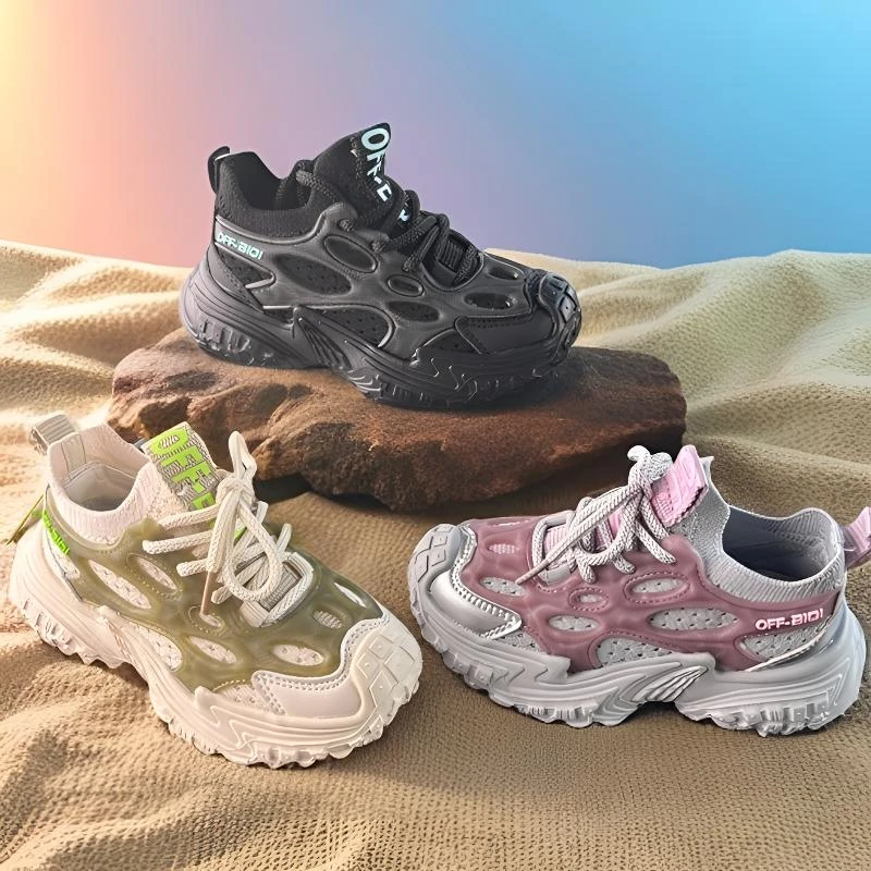 儿童秋季新款双网网面透气男童女童超轻百搭一脚蹬运动鞋23365