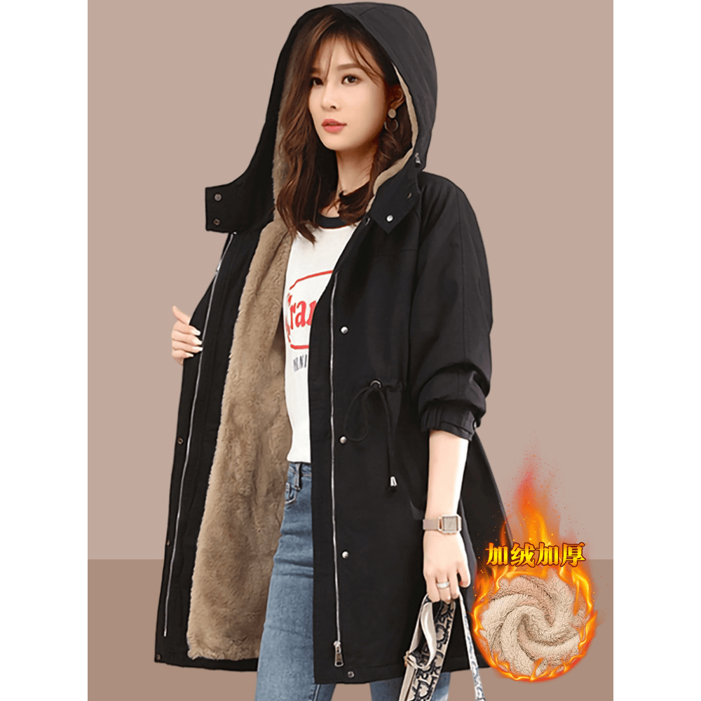 艾格丽芙琳中长款派克棉服女秋冬季爆款宽松加绒棉衣棉袄加厚外套