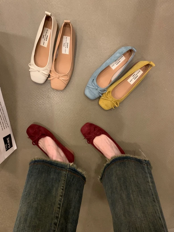 温柔晚风单鞋女2024年春季新款甜美气质仙女风浅口内平底芭蕾舞鞋