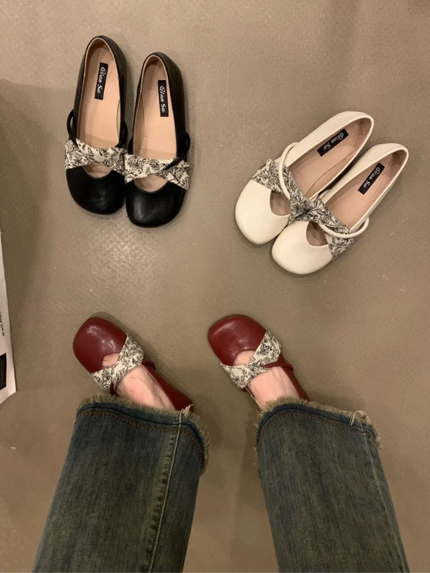 复古百搭圆头一脚蹬玛丽珍小皮鞋女鞋子不累脚通勤奶奶鞋平底单鞋