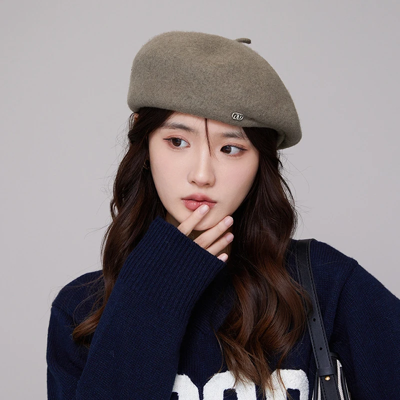 冬文艺复古画家帽毛呢法式贝雷帽女气质冬天显脸小针织贝雷八角帽