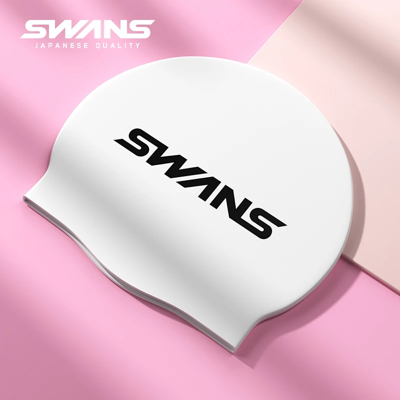 SWANS加大成人款游时尚防水不勒头大头围高弹力硅胶泳帽度假穿搭