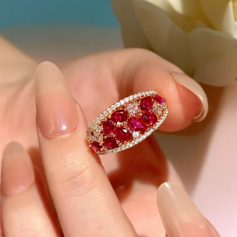 【开业大漏】278新中式重工合金培育红宝石开口戒