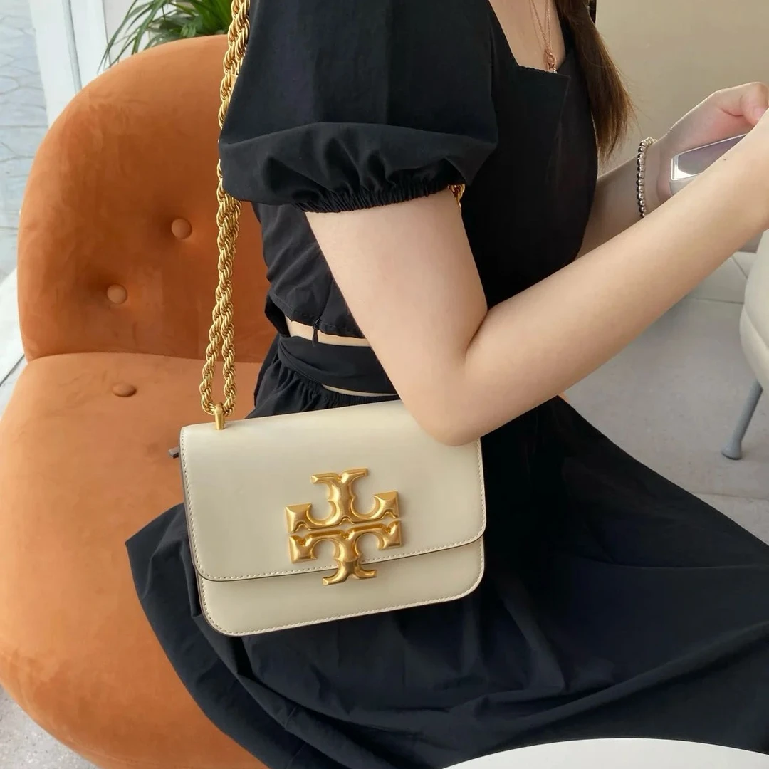 Tory Burch/汤丽柏琦专柜款白色小金砖单肩包158500 19x13.5x6.5