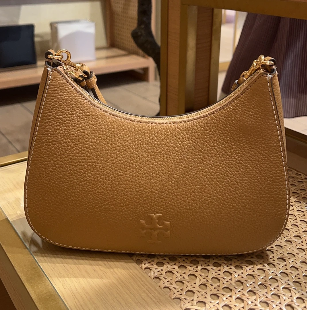 Tory Burch/汤丽柏琦 棕色暗标月牙斜跨包162899 22*8*15CM