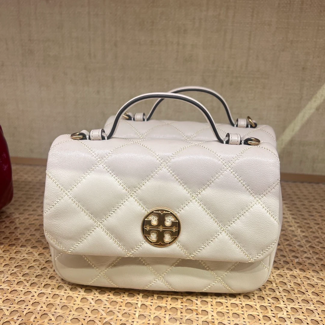 Tory Burch/汤丽柏琦Willa白色小方胖手提斜挎包1533990823 20*13