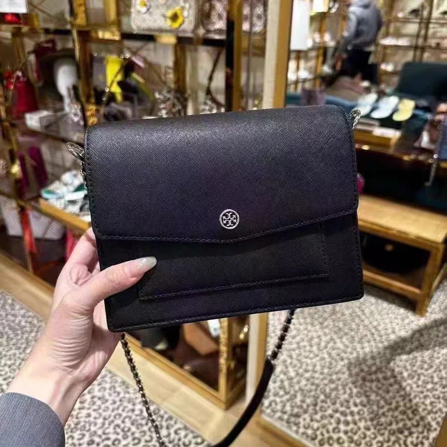 Tory Burch/汤丽柏琦 黑色银标邮差包1543171123 21*9*16CM