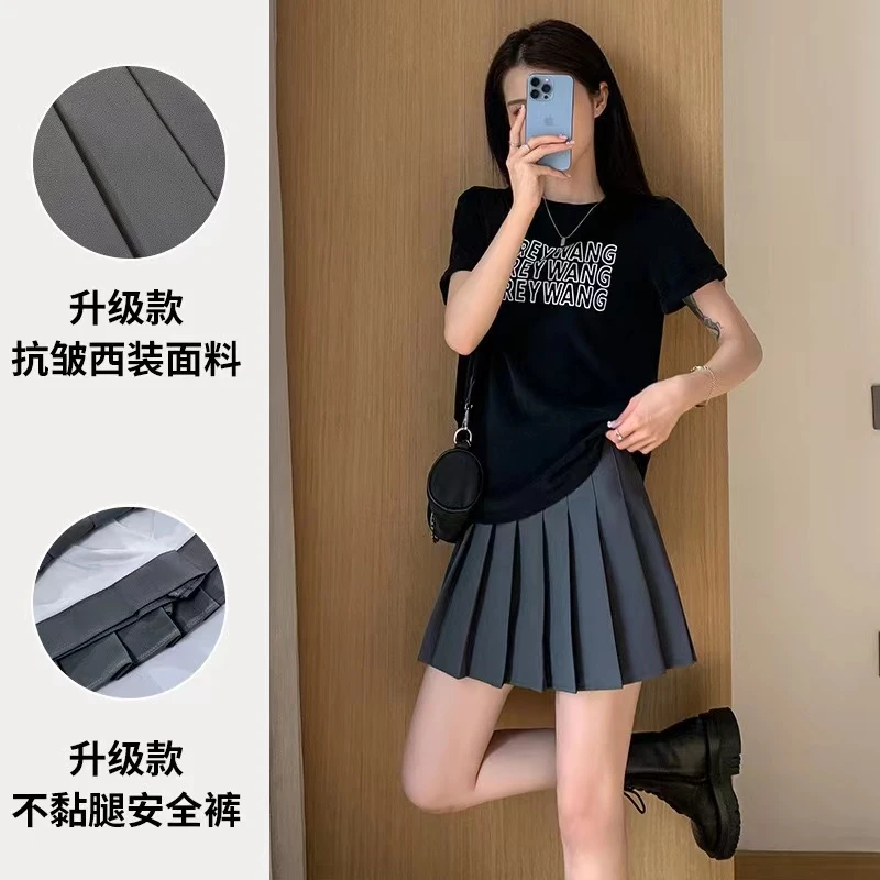 【升级版抗皱】50009#爆款高腰西装显瘦百褶裙升级弹力内衬防走光