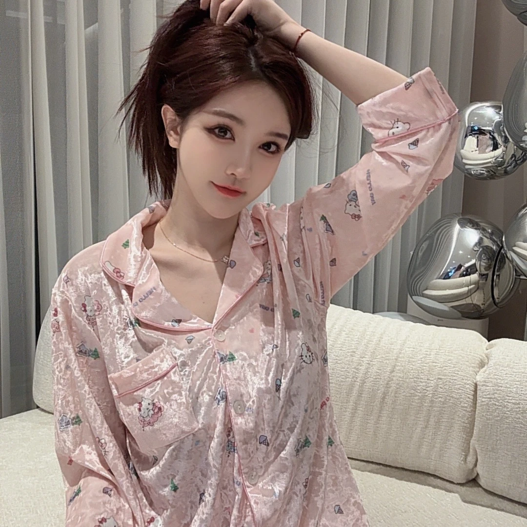 SIEOYJIEA/私迹大榕家【钻绒kitty】冬装上新女款长袖高定睡衣