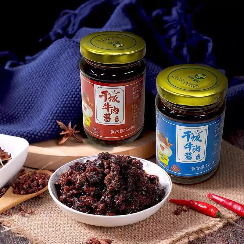 伊赛干饭人正宗牛肉酱香辣五香拌饭下饭酱188克/瓶清真调味品蘸酱