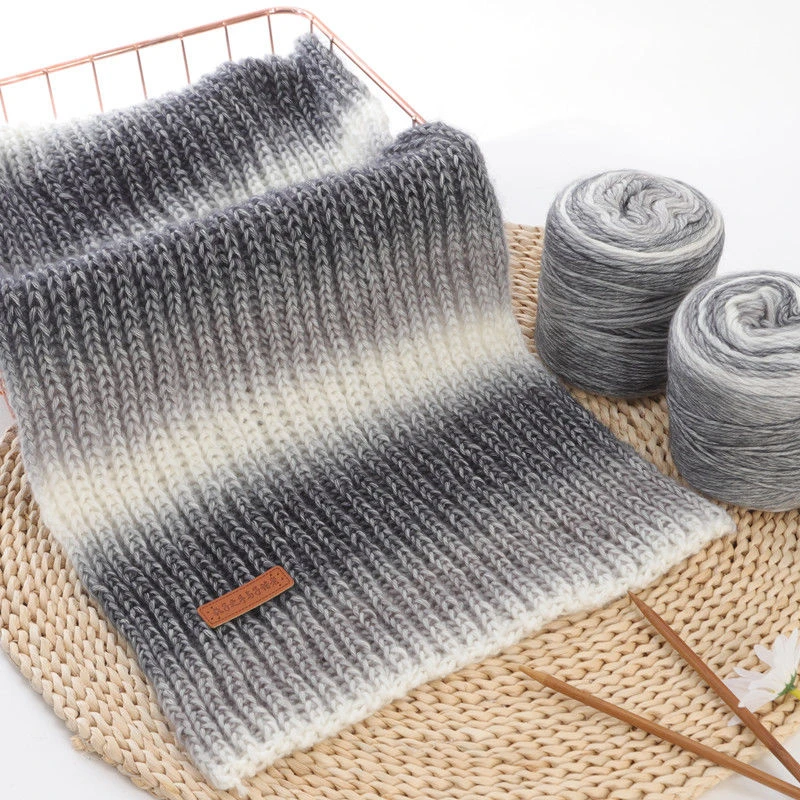 羊绒线围巾材料包渐变线自织围巾毛线团手工编织diy材料包送男