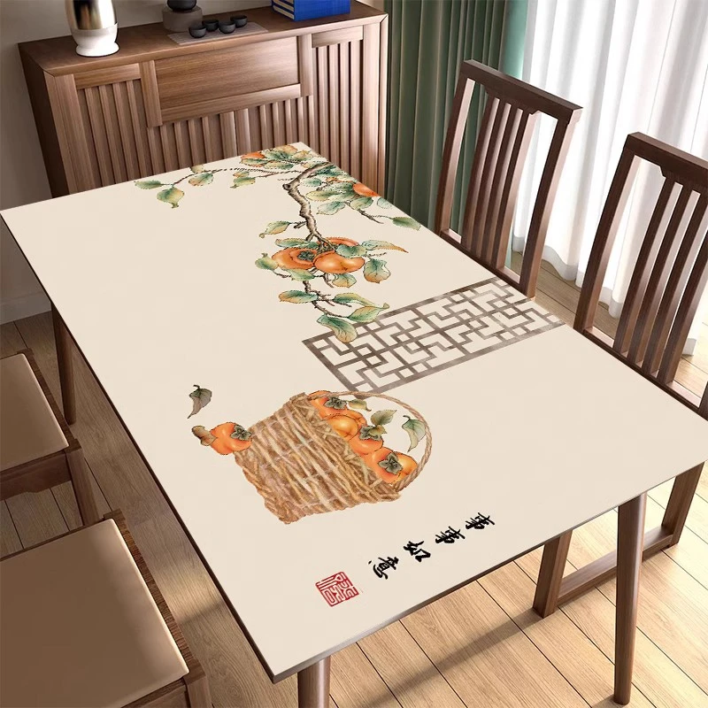 【水莲之家】新中式餐桌布防水防油防烫免洗直播家用长方形茶几桌垫