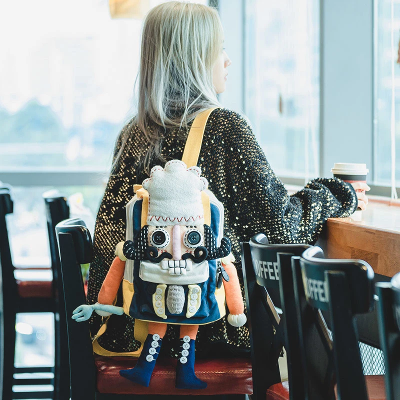 芽小七原创胡桃匣子系列之厨师小众小款双肩包帆布背包百搭书包女