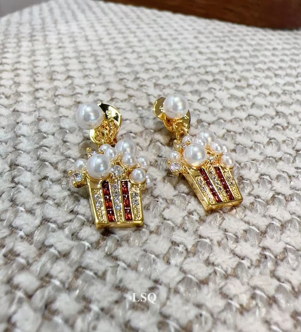 铜合金仿珍珠耳饰 双十一暴款-茶杯贝珠耳饰5306