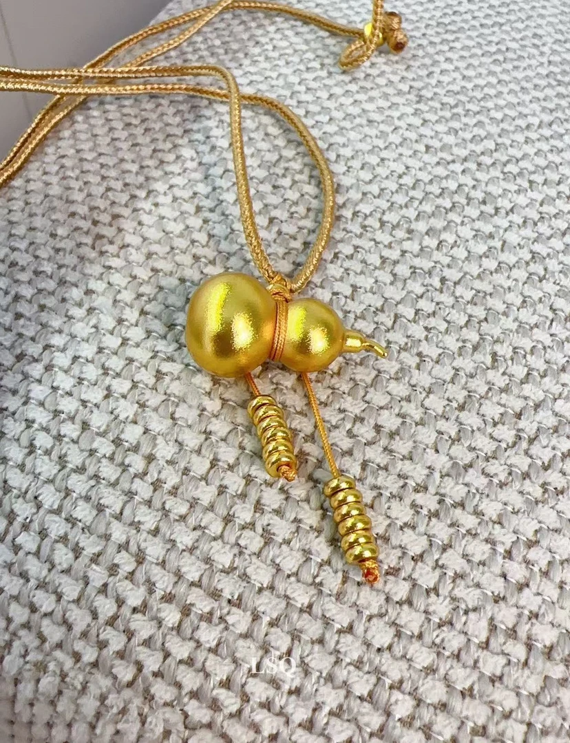 铜合金布艺项链 SQ思岐新中式-手工绳葫芦流苏项链5409