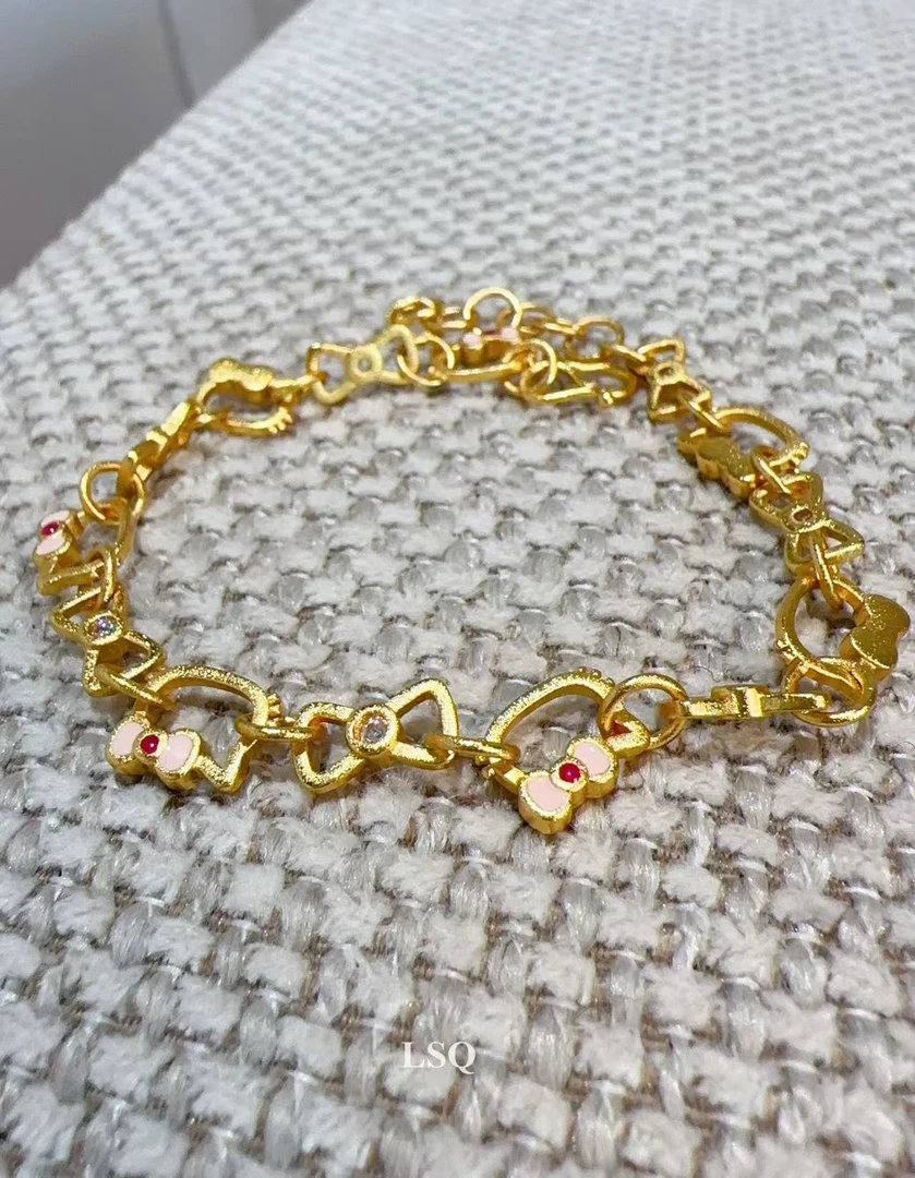 铜合金珐琅手链 SQ思岐新中式-KT猫蝴蝶结手链5417