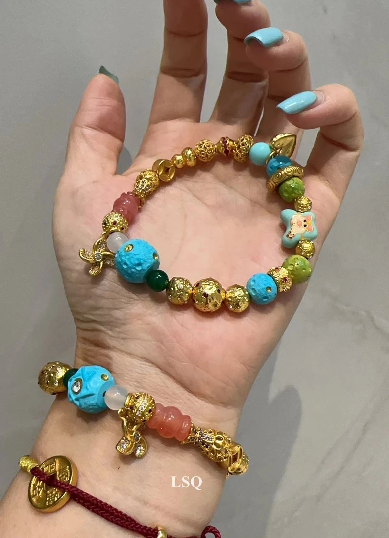 铜合金珐琅手链 SQ新中式24秋冬-珐琅彩星球达令熊多宝手链5073
