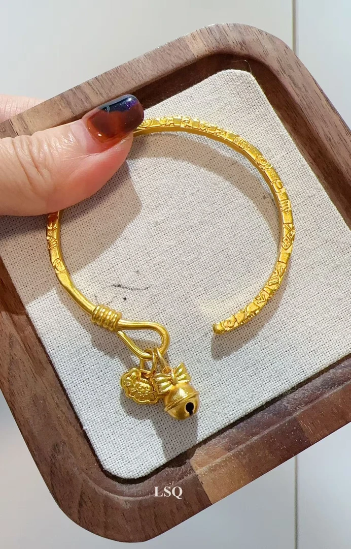 铜合金手镯 双十一暴款-吉言铃铛福袋开口手镯5351