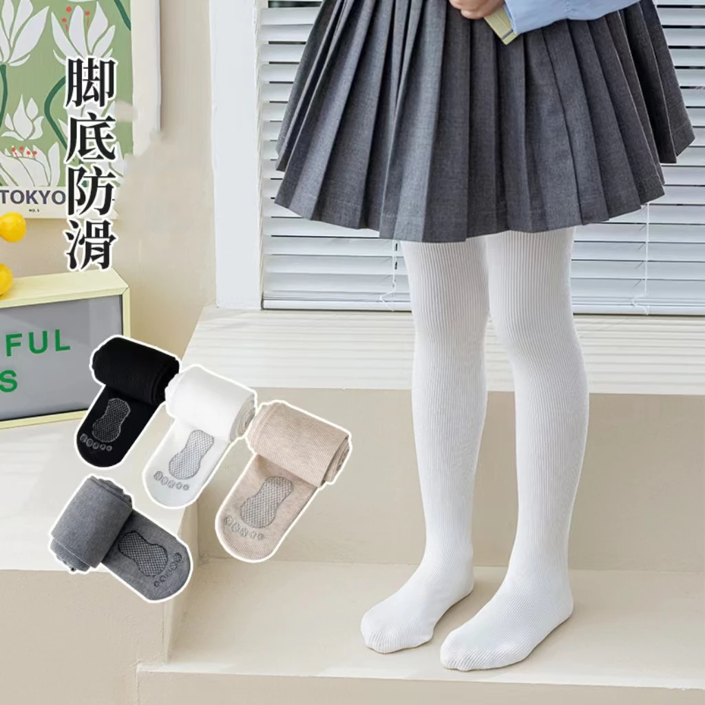儿童连裤袜春秋棉竖条中大童打底袜连脚学生弹力女孩小脚丫连裤袜