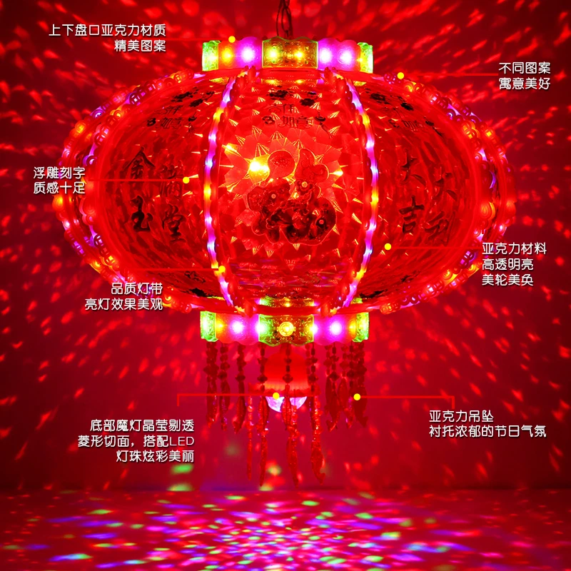 七彩旋转流水走马灯【水立方款】LED新年结婚乔迁灯笼大门阳台灯笼