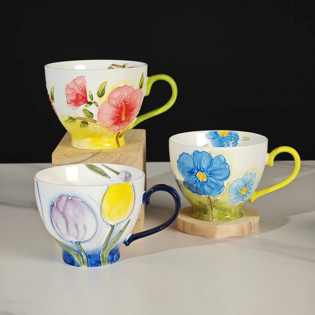 （对杯）早餐杯马克杯茶杯大杯陶瓷水杯釉下彩情侣对杯