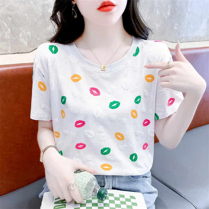 纯棉短袖t恤女士夏装潮流洋气设计宽松体恤甜美气质外穿上衣ins潮