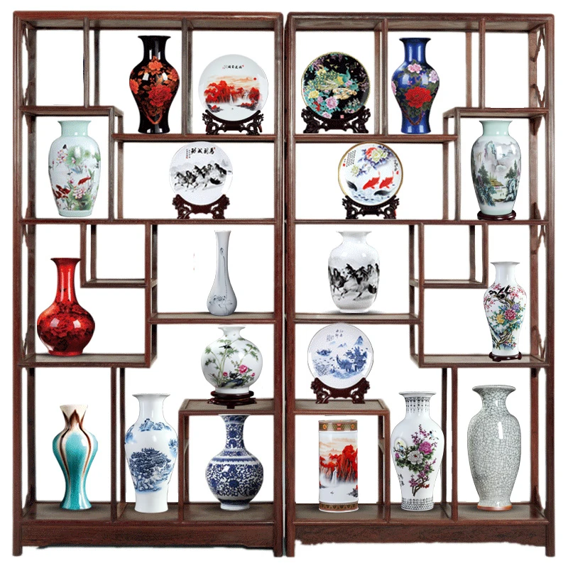 博古架景德镇陶瓷器花瓶摆件客厅家居工艺品高档大气装饰品青花瓷