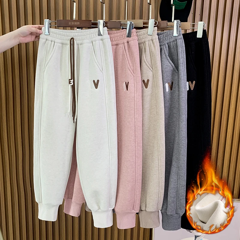女童2023新款儿童条绒裤子女大童运动裤冬款卫裤宽松百搭休闲长裤