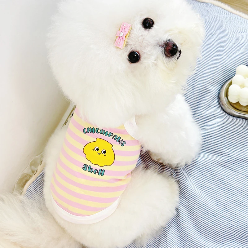 秋冬装新款宠物比熊狗狗衣服泰迪贵宾雪纳瑞小型犬狗猫棉条纹背心