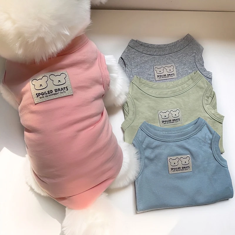 狗狗衣服夏季薄款泰迪比熊猫猫咪博美雪纳瑞可爱小型犬糖果色宠物