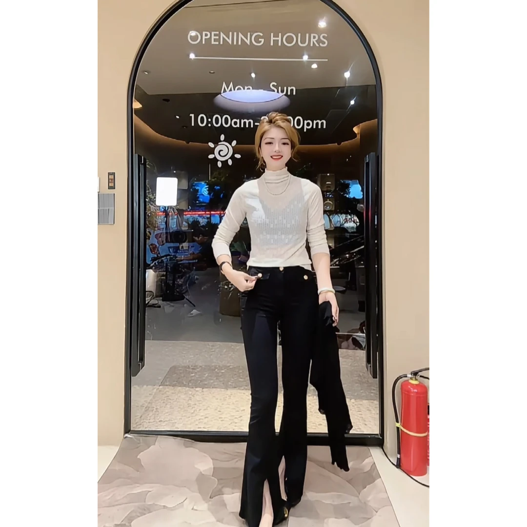 涵儿家 百搭洋气钩花蕾丝打底衣（微透）