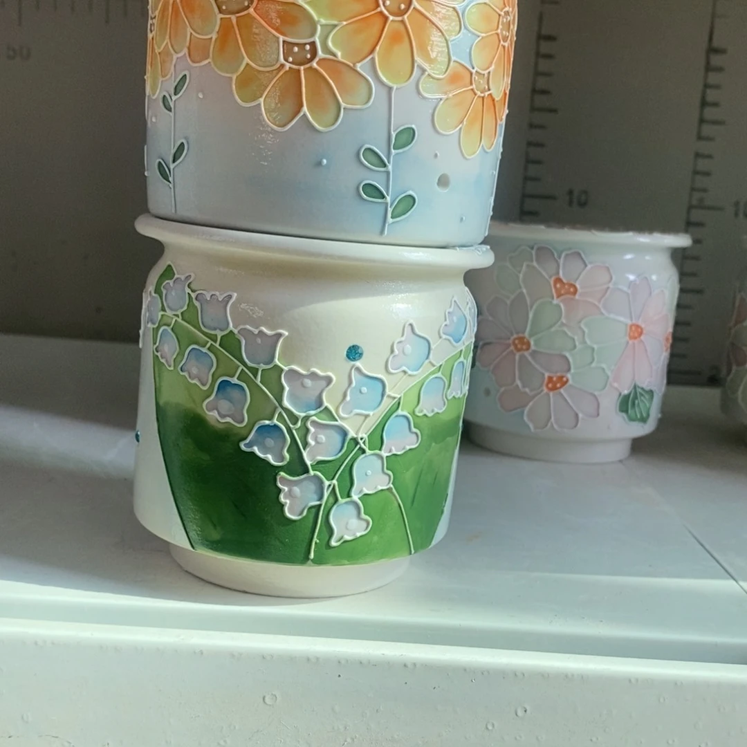 花盆t静****手工手绘花盆微瑕