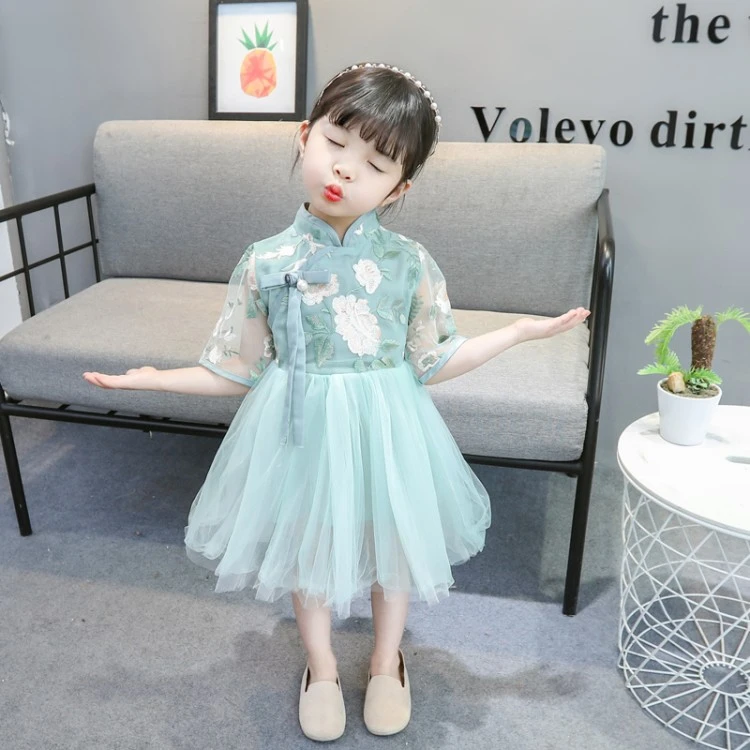 女童儿童春夏装2025夏季小女孩洋气纱裙宝宝蓬蓬裙表演公主裙时尚