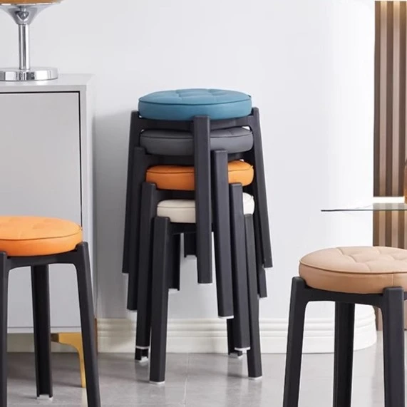 新疆包邮凳子家用可叠放板凳餐桌餐凳现代简约小圆凳客厅方凳椅子