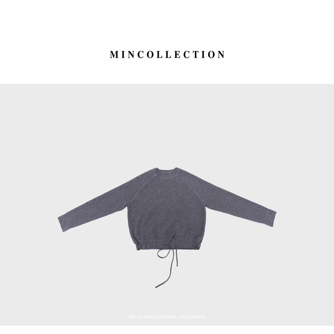 DE Mincollection抽绳针织衫/秋冬四平加密织全羊毛插肩袖针织衫