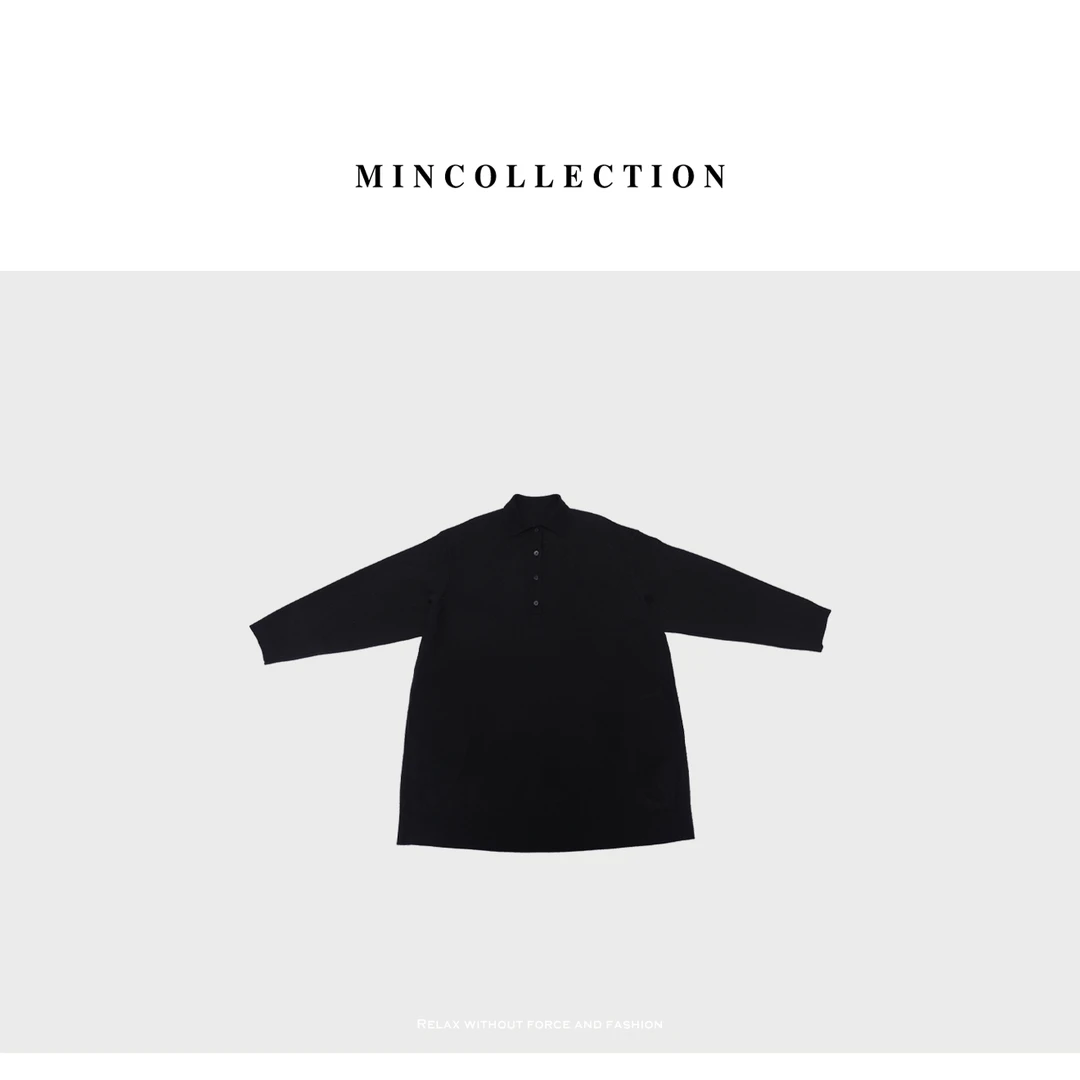 DE Mincollectionpolo长针织/美式复古高密织中长款针织衫